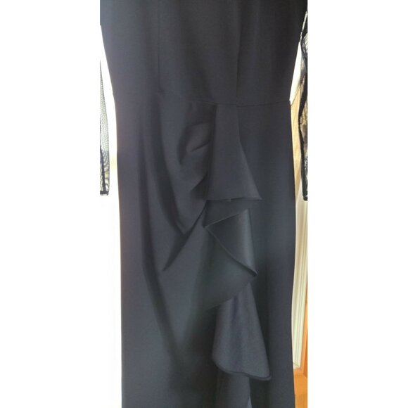 Betsy & Adam Illusion Mesh Long Sleeve Scuba Crepe Mermaid Gown “Natalie” Sz 12 - Picture 6 of 13